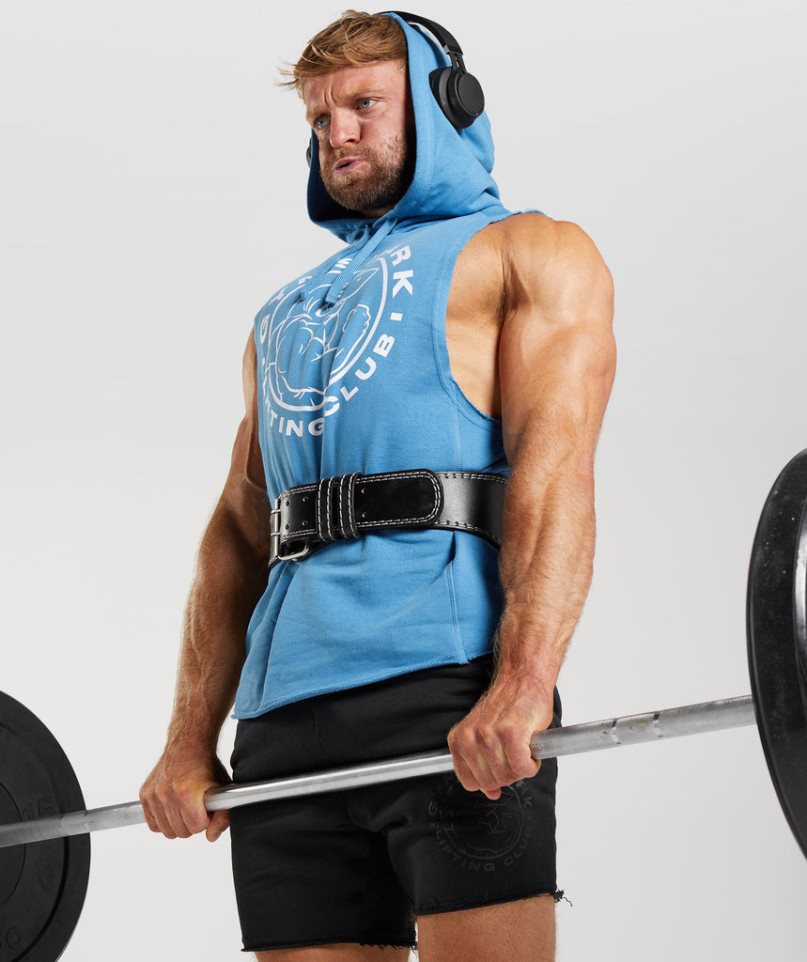 Men's Gymshark Legacy Drop Arm Hoodie Blue | NZ 9JBQZT